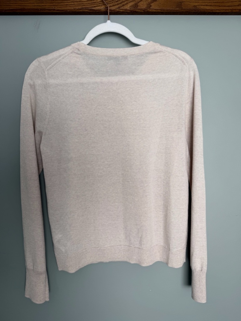 J. Crew "Margot" 100% Merino Wool Heather Flax Tan Crew Neck Lightweight Sweater - Picture 10 of 16